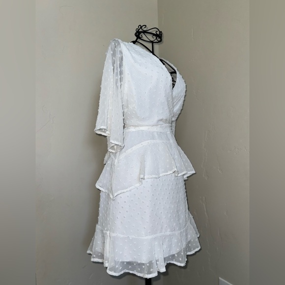 Altar’d State Small White Clip Dot Half Sleeve Mini Dress - Picture 3 of 4